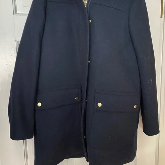 Navy blue hooded coat from J Crew - Picture 2 of 6